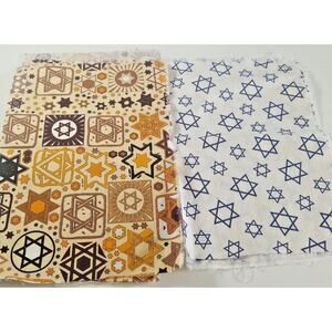 Hanukkah Fabric Scraps Quilting, Crafts, Sewing Cotton 9" x 6" Lot of 10